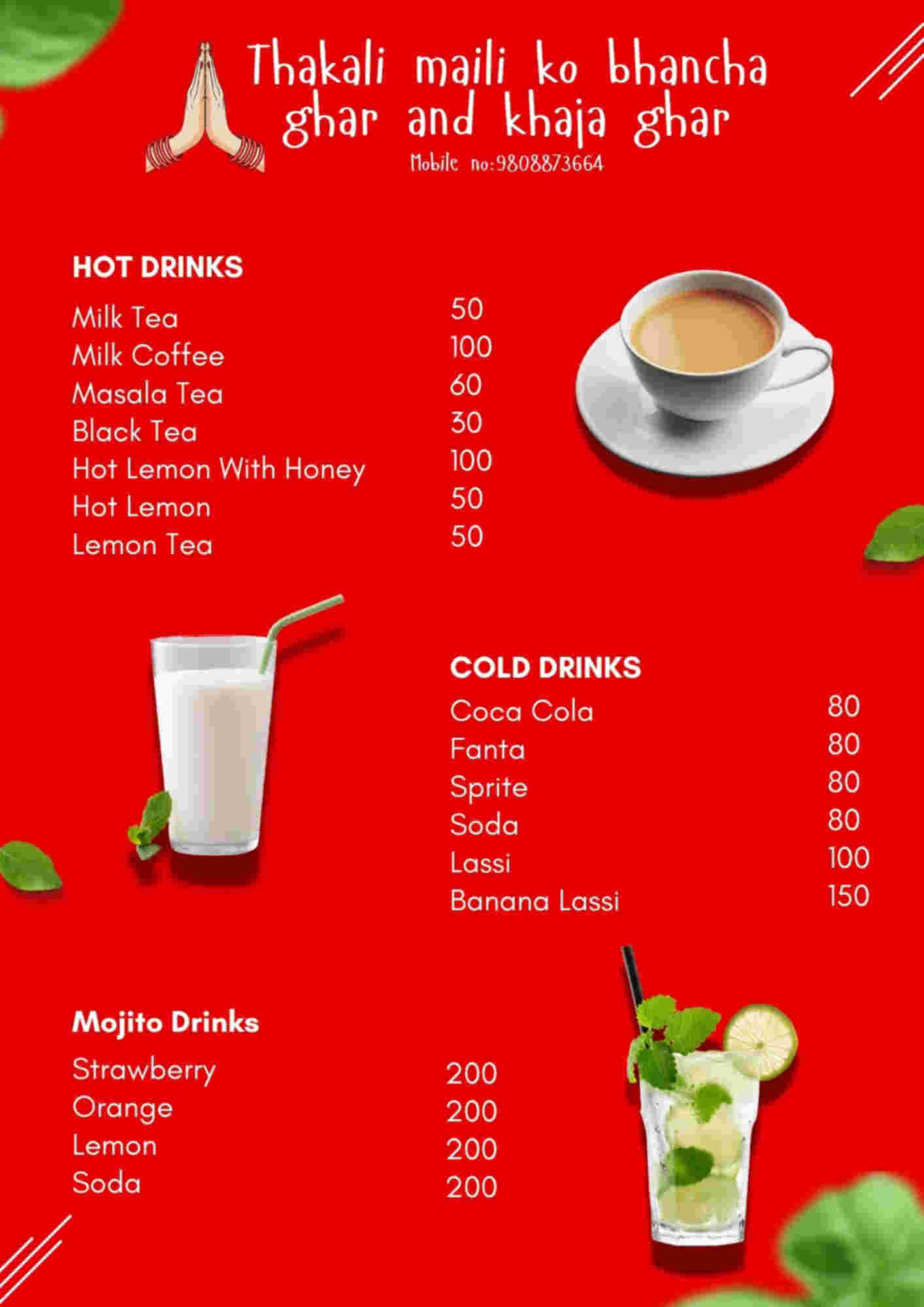 Menu design sample for restaurant